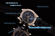 Breitling Chronomat B01 Chronograph Quartz Silver Case with Black Dial-Roman Markers and Black Rubber Strap