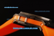 Hublot Big Bang Chronograph Swiss Quartz Movement PVD Case with Orange Diamond Bezel and Orange Rubber Strap-Lady Model