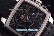 Tag Heuer Monaco Chronograph Quartz Steel Case with Black Dial and Black Leather Strap