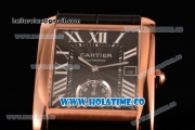 Cariter Tank MC Swiss ETA 2824 Automatic Rose Gold Case with Black Dial and White Roman Numeral Markers