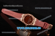 Audemars Piguet Royal Oak Lady Swiss Quartz Rose Gold/Diamonds Case with Diamonds Markers and Brown Dial (EF)