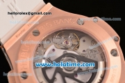 Hublot Big Bang Clone HUB4100 Automatic Rose Gold Case with White Rubber Strap and White Dial - 1:1 Original (TW)