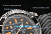 Rolex Submariner Vintage Asia 2813 Automatic Steel Case with Black Dial Yellow Markers and Grey Nylon Strap