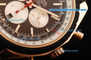 Breitling Chrono-Matic Chronograph Swiss Valjoux 7750 Automatic Movement Rose Gold Case with Brown Dial and PVD Bezel