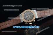 Hublot Classic Fusion Chronograph Swiss Valjoux 7750 Automatic Rose Gold Case with Grey Dial Stick Markers and Brown Genuine Leather Strap