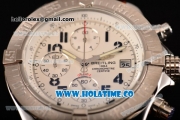 Breitling Avenger Seawolf Miyota Quartz Steel Case with White Dial Brown Leather Strap and Arabic Numeral Markers