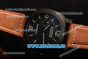 Panerai PAM 00386 Luminor Marina 1950 3 Days Asia ST25 Automatic PVD Case with Brown Leather Strap Green Markers and Black Dial