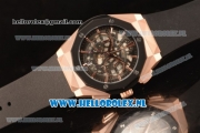 Hublot Classic Fusion Aerofusion Chronograph Orlinski Japanese Miyota OS20 Quartz Rose Gold Case with Black Dial Stick Markers and Black Rubber Strap