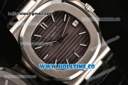 Patek Philippe Nautilus Miyota 9015 Automatic Steel Case with White Stick Markers and Grey Dial (BP)