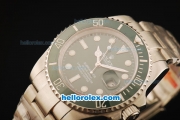 Rolex Submariner Swiss ETA 2836 Automatic Movement Steel Case and Strap with Green Dial and Green Ceramic Bezel