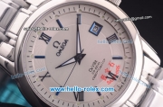Omega De Ville Automatic Full Steel with White Dial and Blue Roman Markers