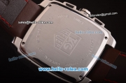 TAG Heuer Monaco Mikrograph Chronograph Miyota Quartz Movement Steel Case with Black Leather Strap