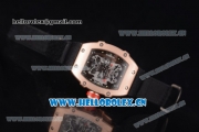 Richard Mille RM 27-01 Tourbillon Rafael Nadal Miyota 9015 Automatic Rose Gold Case with Skeleton Dial Dot Markers and Black Nylon Strap