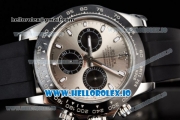 Rolex Cosmograph Daytona Clone Rolex 4130 Automatic Steel Case Grey Dial With Stick Markers Black Rubber Strap - 1:1 Original