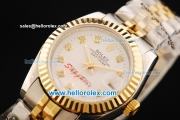 Rolex Datejust Oyster Perpetual Automatic Movement White Dial with Diamond Markers and Two Tone Strap-Lady Model