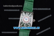 Franck Muller Long Island Las Vegas Asia 2813 Automatic Steel Case with Green Dial Arabic Numeral Markers and Green Leather Strap