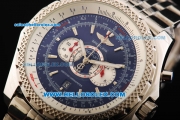 Breitling Bentley Supersports Chronograph Miyota Quartz Movement Full Steel with Blue Dial and Honeycomb Bezel