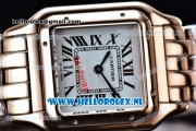 Cartier Santos 100 Japanese Miyota Quartz Rose Gold Case with White Dial Roman Numberal Markers and Rose Gold Bracelet