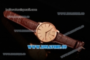 Vacheron Constantin Patrimony Miyota 9015 Automatic Rose Gold Case with Beige Dial Brown Leather Strap and Stick Markers