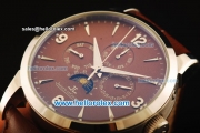 Jaeger Lecoultre Automatic Steel Case with Brown Dial and Brown Leather Strap