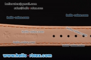 Vacheron Constantin Malte Japanese Miyota OS2035 Quartz Rose Gold Case with Brown Leather Strap and Pink Dial