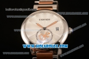 Cartier Rotonde De Miyota Quartz Two Tone Case with Silver Dial and Rose Gold/Steel Bracelet