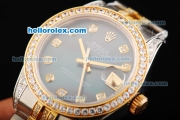 Rolex Datejust Automatic Movement Black MOP Dial with Diamond Bezel and Two Tone Strap