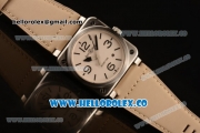 Bell&Ross BR 03-92 S Aviation Type Miyota 9015 Automatic Steel Case with White Dial and Beige Leather Strap