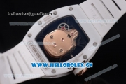 Richard Mille RM052 Miyota 9015 Automatic Ceramic Case with Skull Dial Dot Markers and White Rubber Strap