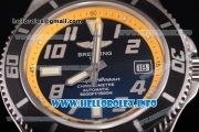 Breitling Superocean 42 Swiss ETA 2824 Automatic Steel Case with Black Dial and Arabic Numeral Markers - Yellow Inner Bezel