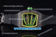 Richard Mille RM 59-01 Miyota 9015 Automatic PVD Case with Skeleton Dial Yellow Inner Bezel and Yellow Rubber Strap