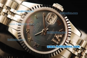Rolex Datejust Automatic Movement ETA Coating Case with Black MOP Dial and Steel Strap