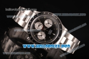 Rolex Daytona Vintage Chrono Miyota OS20 Quartz Steel Case/Bracelet with Stick Markers and Black Dial