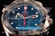 Omega Seamaster Diver 300M Co-Axial Chronogrpah Swiss Valjoux 7750 Automatic Steel Case/Bracelet with Blue Dial and White Dot Markers (BP)