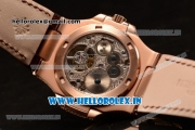 Patek Philippe Master Swiss Tourbillon Manual Winding Rose Gold Case White Dial Stick Markers With Rose Gold Bezel Brown Leahter Strap