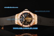 Hublot Big Bang Swiss Tourbillon Manual Winding Movement Rose Gold Case with Black Dial and Diamond Bezel