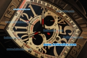 Franck Muller Conquistador Chronograph Miyota Quartz PVD Case with Black Dial and Black Rubber Strap