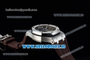 Audemars Piguet Royal Oak Offshore Tourbillon Chronograph Miyota Quartz Movement Steel Case Brown Dial With Stick Markers Brown Rubber Strap