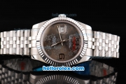 Rolex Datejust II Oyster Perpetual Automatic Movement Silver Case with Grey Flower Dial and SS Strap