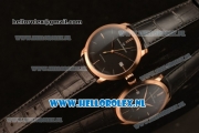 Girard Perregaux 1966 9015 Auto Rose Gold Case with Black Dial and Black Leather Strap