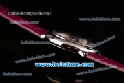 Cartier Ballon Bleu Swiss Quartz Steel Case with Burgundy Leather Strap White Markers and Burgundy Dial