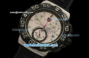 Tag Heuer Formula 1 Chronograph Swiss Quartz Movement Steel Case with White Dial and Black Rubber Strap