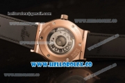 Hublot Classic Fusion Miyota 9015 Automatic Rose Gold Case with silver Dial and Black Leather Strap (AAAF)