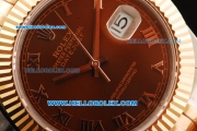 Rolex Datejust II Oyster Perpetual Automatic Movement Steel Case with Brown Dial and Rose Gold Bezel-Two Tone Strap