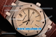 Audemars Piguet Royal Oak 39MM Swiss ETA 2824 Automatic Steel Case with Grey Dial Brown Leather Strap and Stick Markers (BP)