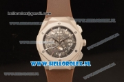 Hublot Classic Fusion Aerofusion Chronograph Orlinski Japanese Miyota OS20 Quartz Steel Case with Black Dial Stick Markers and Brown Rubber Strap