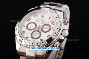 Rolex Daytona II Automatic Movement Silver Case with White Dial and Black Numeral Marker-SS Strap