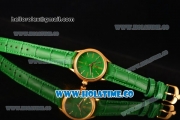 Rolex Cellini Time Asia 2813 Automatic Yellow Gold Case with Green Dial and Stick Markers