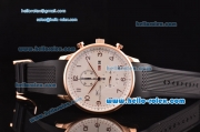IWC Portuguese Chronograph Miyota OS10 Quartz Rose Gold Case with Black Rubber Strap White Dial and Numeral Markers