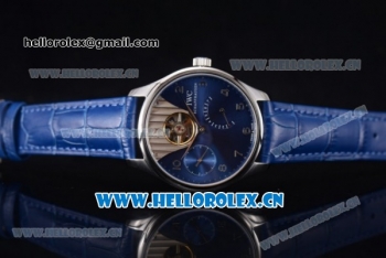 IWC Portuguese Tourbillon Asia ST25 Automatic Steel Case with Blue Dial Arabic Numeral Markers and Blue Leather Strap